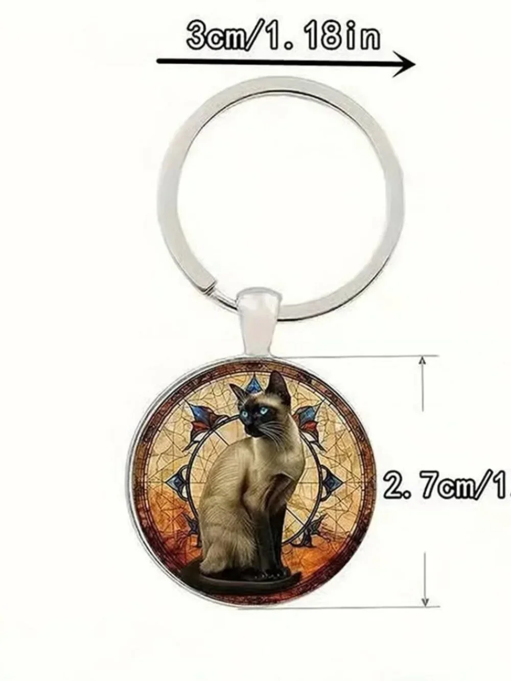 Stainless Steel SIAMESE CAT Keyring Keychain Accessory